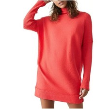 We The Free People Red Casey Ribbed Mock Neck Long Sleeve Tunic Dress Sz XS