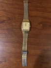Vintage Seiko 6432-5059 Gold Tone Date Rectangular Quartz Watch  Untested