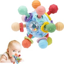 Sensory teething toy 0-6 12 months silicone rattle ball textured multi-sensory