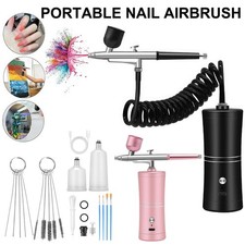 Portable Rechargeable Cordless Airbrush Gun Kit Fr Painting Nail Makeup Art Cake