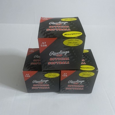 Rawlings Official Softball .47 COR Leather Cover 12'' Little League   Lot of 3