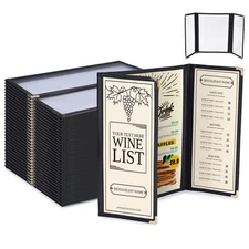 WeChef 30 Pcs Restaurant Menu Covers Gate Fold for 8.5x14" & 4.25x14" Paper