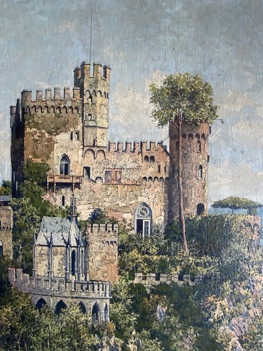 Ölgemälde BURG RHEINSTEIN, Trechtingshausen - Signiert