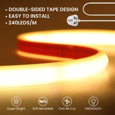 Neon COB LED Strip Lights 220V 240LEDs/M Flexible Selfadhesive Tape Lamp IP67 UK
