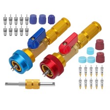R134a Ac Valve Core Tool Set With Highlow Side Couplers Replacement Cores