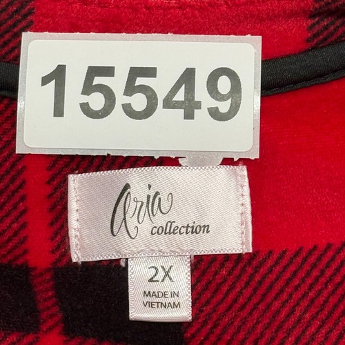 Aria Nightgown Womens 2X 18-20W Black Red Plaid Soft Velour Pockets Stretch - Picture 11 of 11