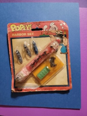 VINTAGE POPEYE HARBOR SET TOY 1980 NEW OLD STOCK ITEM NO. 9052-2  LARAMI RARE 