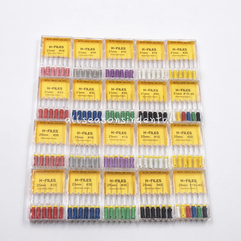 Dental Stainless Steel Endodontic Root Canal H/K/R Files 21/25/31mm Hand Use — 第 3/4 张图片