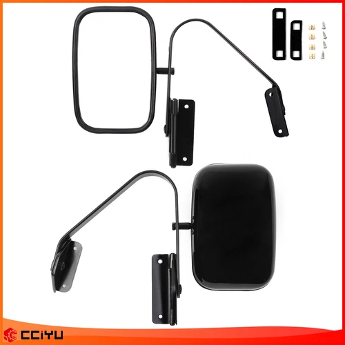 TOP TOW Mirrors Pair Manual Black Fits 1980-96 Ford F-Series Pickup Truck