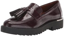 Franco Sarto Womens Carolynn Lug Sole Loafer with Tassel Detail , Burgundy 8