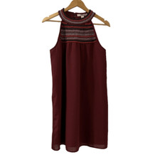 Forever 21 Open Back High Neck Burgundy Boho Midi Dress - Size Medium