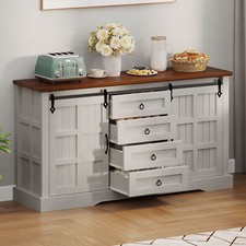 Farmhouse Sideboard Buffet Storage Cabinet Cupboard W/ 4 Drawer for Home Kitchen