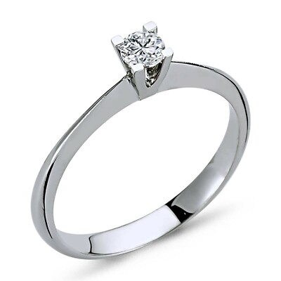 0,15 Carat Diamant Brillant Solitär Ring Meisterwerk 585/1000 Weißgold R60006