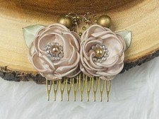Hair Comb Burnt Edge Flower Clips Hair Bridal Accessories Champagne Nude
