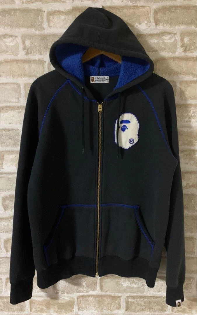 Blue and black bape hoodie top