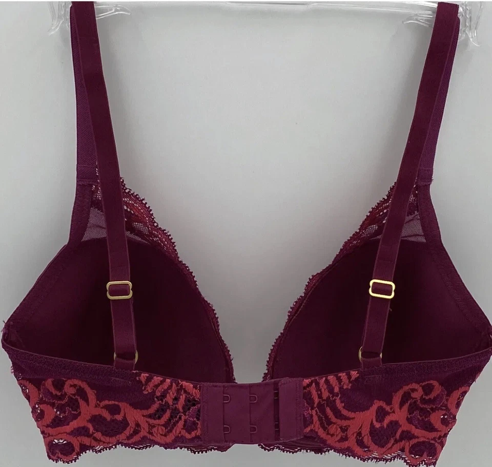 Sujetador Natori contorno de plumas forrado con aros 32D fucsia nuevo 730023 Foto 3 de 4