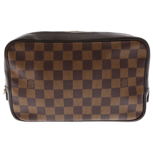 Louis Vuitton Pouch Damier Trousse Toilette 25 N47623 Ebene Brown Gold Used Auth