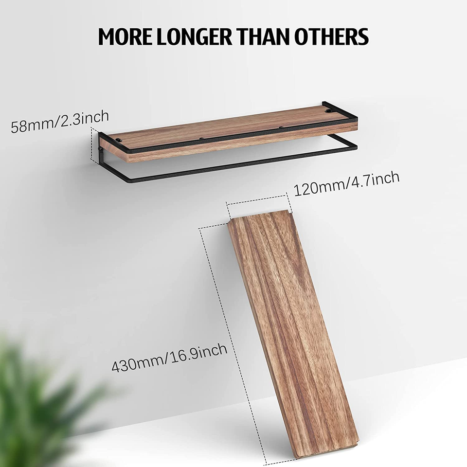 Floating Shelves Wall Mounted Set of 2, Rustic Wood Wall Storage