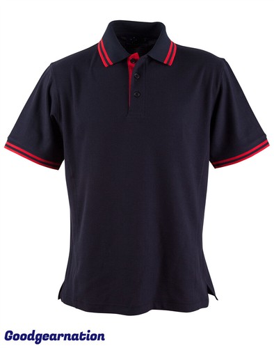 Polo Shirts Mens Top Contrast Short Sleeve Cotton Blend Sports Team Breathable - Picture 13 of 23