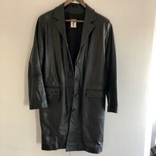 Ladies Napa Black Leather 3/4 Coat Vintage 90’s Size 10 Semi-fitted Button Close