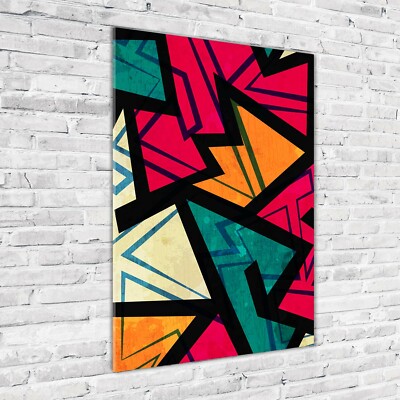 Tableau Sur Verre Trempé Tulup – 70x100 – Fond Géométrique Multicolore – Moderne