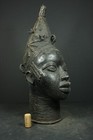 African Benin Bronze Queen Mother Head - Nigeria Benin, Tribal Art Crafts