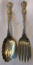 Heraldic Durgin Sterling Silver 2 pc large salad set