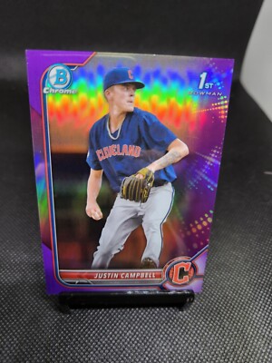2022 Bowman Draft Justin Campbell 1st # /250 Chrome Purple Refractor DVS 1134