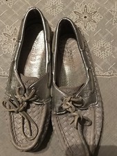 Sperry Top-Spider 9265703 Leather Upper Size 7.5 Grey Silver Women Slip On