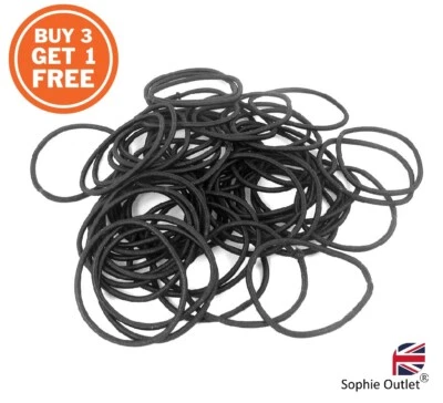 SOPHIE OUTLET 30 x Black Thin Hair Bands 4cm Snag Free Hairband Bobbles Ponio Ponytail Band B3