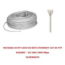 MATASSA 50 MT METRI CAVO DI RETE FTP CAT 6 LAN ETHERNET M BOBINA INTERNET ADSL 