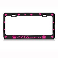 Metal License Plate Frame Princess Heart Crown Car Accessories Chrome