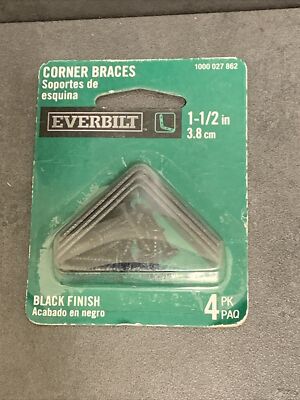 1-1/2in Everbilt Corner Braces Black Finish 3.8cm Pack of 4