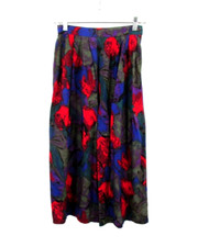 VTG 80's GREENBRIAR Maxi Skirt Women 5/6 Multicolor Floral Pleated Cottage Core