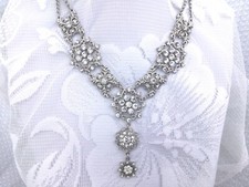 vintage diamante wedding bridal Statement necklace jewellery Butler Wilson Style