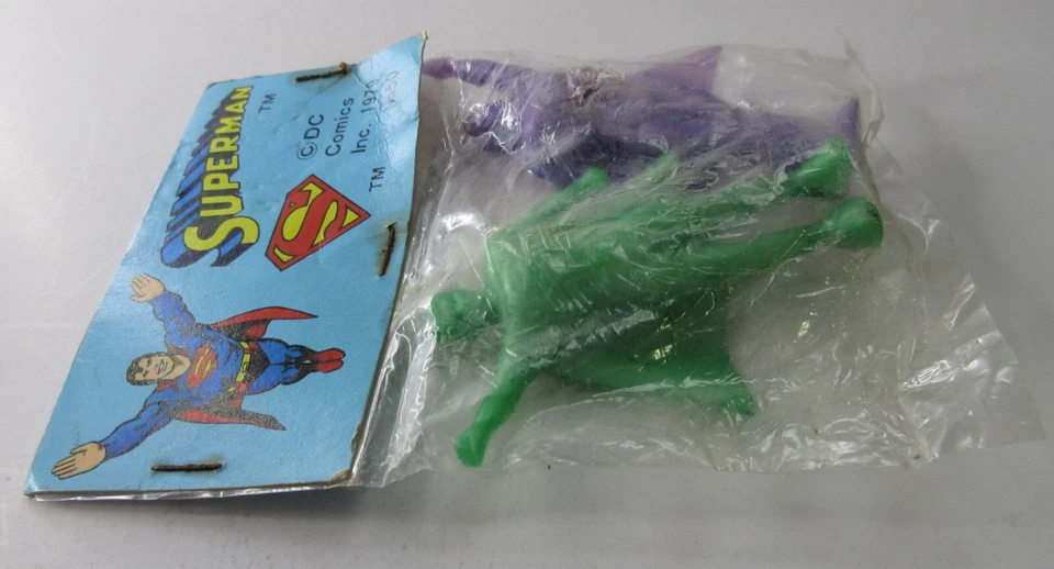 Superman 1979 Keshigomu goma 2 figuras en bolsa con encabezado # 50 RARO de colección Foto 3 de 4