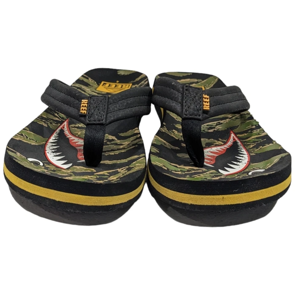 Chanclas Niños Arrecife Brasil Talla 4 Ahi Tigre Tiburón Sandalias Verde Camuflaje Tigre Foto 3 de 4