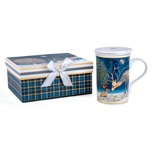 STPGOODS Winter Forest Infuser Mug - Bone China Christmas Mug 10 fl oz - Picture 4 of 6