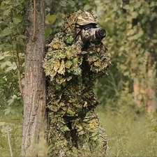 1 Set 3D Bionic Camo Leaf Hunting Clothes Birding Tactical Airsoft Ghillie Suit