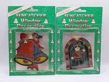 Christmas Suncatcher Plastic Stained Glass Ornament Bells  Soldier NEW/NOS