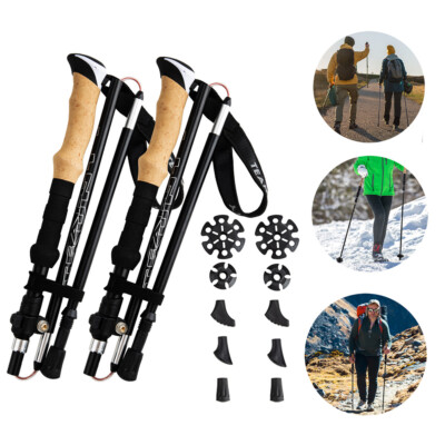 2PCS Trekking Poles Nordic Walking Sticks Adjustable Anti-shock