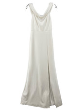 LULUS Dress Womens Sz Small Aveline White Off the Shoulder Maxi High Slit Lined