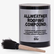 Black Bitumen Paint & Flat Roof Waterproofing Compound 5L with Brush Included 