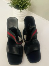 Vintage Y2K Gucci Platform Mule Heels EU 36.5 US 6.5 Red Green Repair Needed