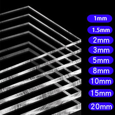 Clear ACR Perspex Solid Polycarbonate Sheet 1mm-20mm Thick Plastic Handmade DIY