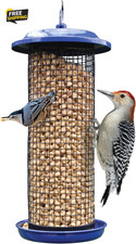 Cobalt Metal Mesh Mixed Seed and Peanut Bird Feeder for Wild Birds and Outdoor