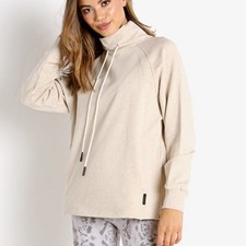 Varley Atlas Sweatshirt Sand Beige Funnel Neck Zip Athleisure Loungewear Yoga S