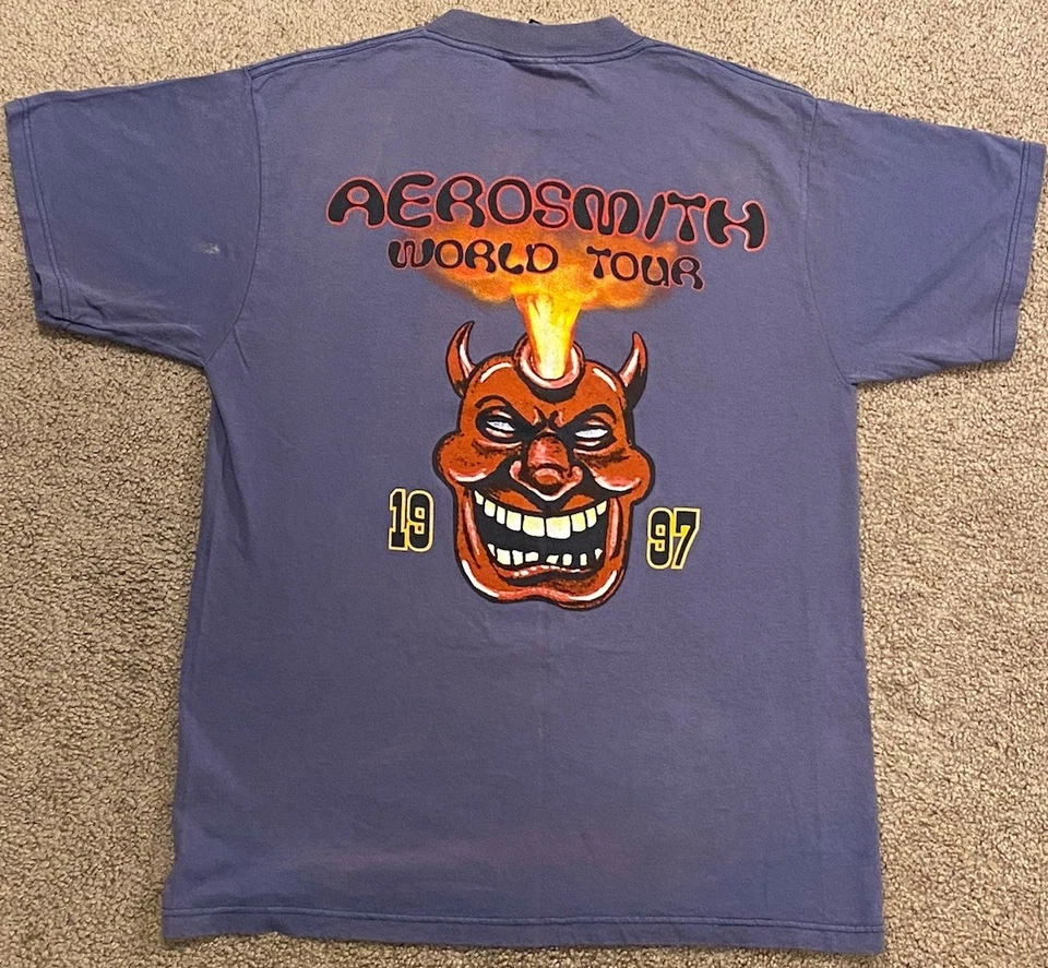 Camiseta De Colección Aerosmith Nine Lives World Tour Desteñida por el Sol Doble Cara Talla Grande Foto 4 de 4