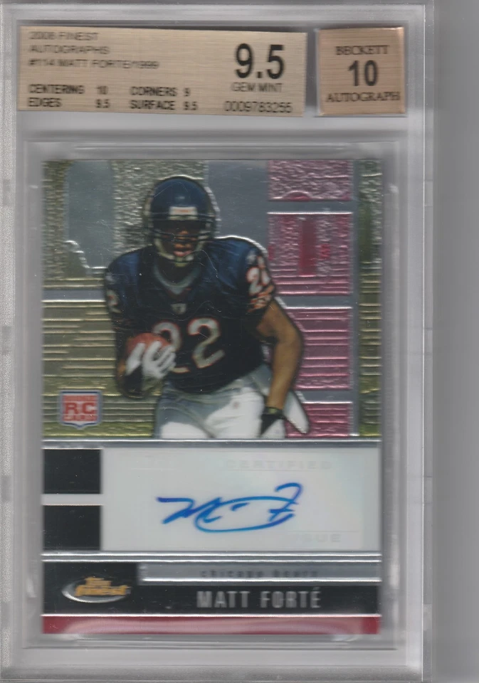 Matt Forte RC AUTO BGS 9.5/10 auto w/10 Subgrade 2008 Finest #114 FREE SHIP - Image 4 of 4