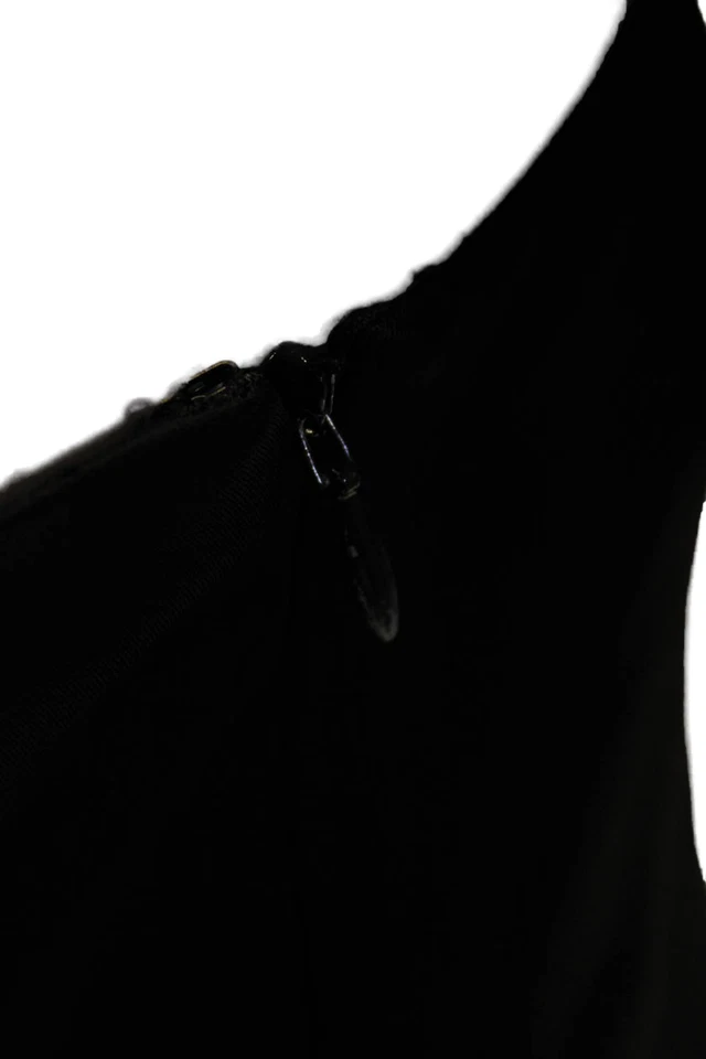 Mono negro Jill Stuart para mujer sin mangas con volantes fuera del hombro talla 8 Foto 4 de 4